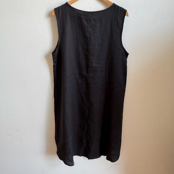 NWT BEACH HOUSE Black Linen Minimalist Sleeveless Shift Dress - Picture 4 of 6